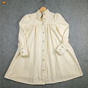 Asos Design Shirt Dress Ivory Cotton Long Sleeve Cottage Maternity Womens Size 2